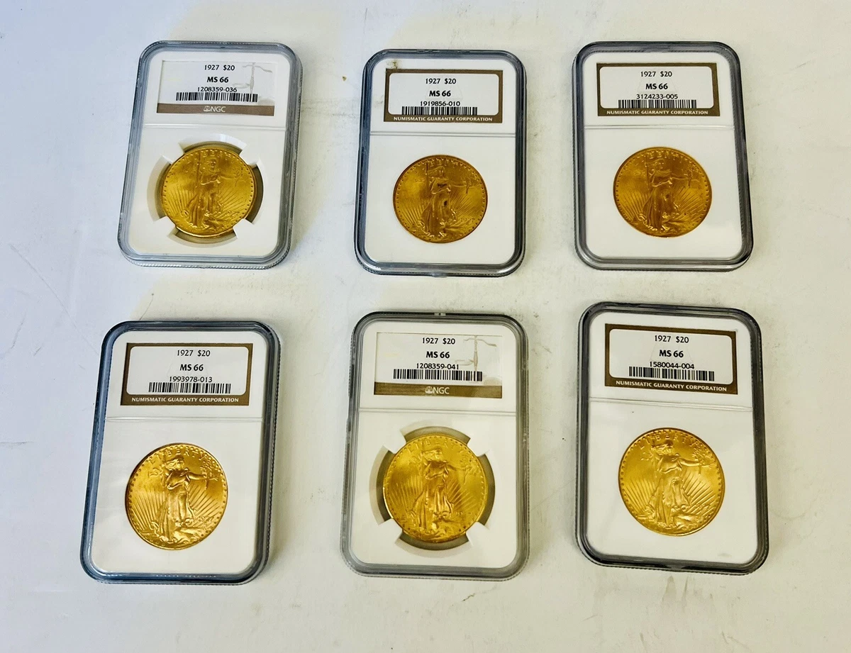 MS 66 Graded 1927 Year Double Eagle $20 US Gold Coins (Pre - 1933