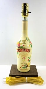 Baileys Irish Cream Colada Holiday Bottle Bar TABLE LAMP Lounge Light Wood Base - Picture 1 of 7