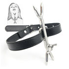 Faux Leather Collar Stainless Steel Heretics Fork Positioning Bandage for Couple