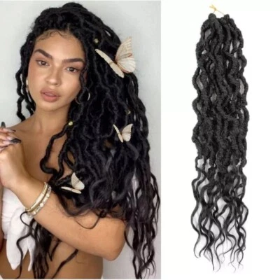 16" 24" Curly Wavy Goddess Faux Locs Crochet Hair Gypsy Locs Braiding Extensions - Image 1 of 4