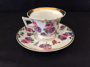 RARE tasse a thé porcelaine vieux paris décor floral et or Louis Philippe XIX - Imagen 1 de 12