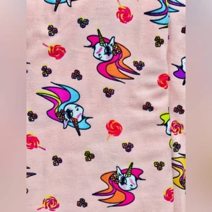 SFI Pink Unicorn Print 2-way Stretch Brushed Jersey Knit Fabric 66" x 3 Yards - Picture 1 of 2