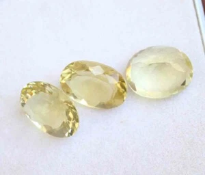 17.60 Cts 100% Natural Lemon Quartz Oval Cut Loose Gemstone 3 Pcs - Picture 1 of 2