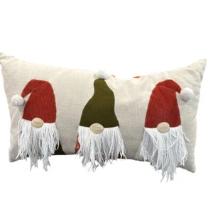 Novogratz Christmas Gnome Throw Pillow Pom Pom Fringe Rust Autmn Closure 24x14 - Picture 1 of 9
