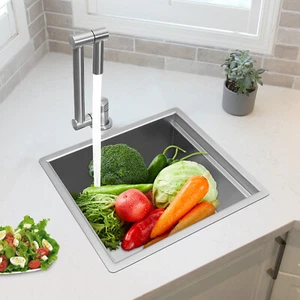 Square Covered Stainless Steel Hidden Kitchen Sink W/Drain Folding Faucet Indoor - Picture 1 of 19