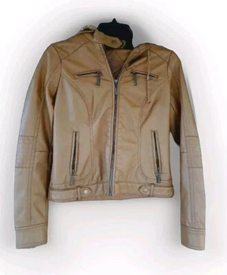  JOU JOU MOCHA 100% Vegan LEATHER light weight JACKET - SIZE XS  - Image 1 of 4