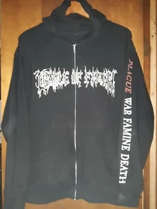 Cradle Of Filth- Plague War Famine Death Lic. OOP RARE Black Zip-Up Hoodie Mediu - Picture 1 of 4