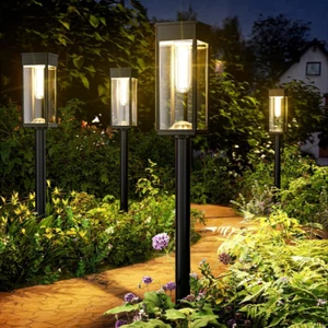 Solar Pathway Lights 8 Pack Outdoor IP65 Waterproof Warm White Garden Lighting - Picture 1 of 12