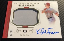 2018 National Treasures Kyle Farmer Reds College Rookie Materials Signatures /49