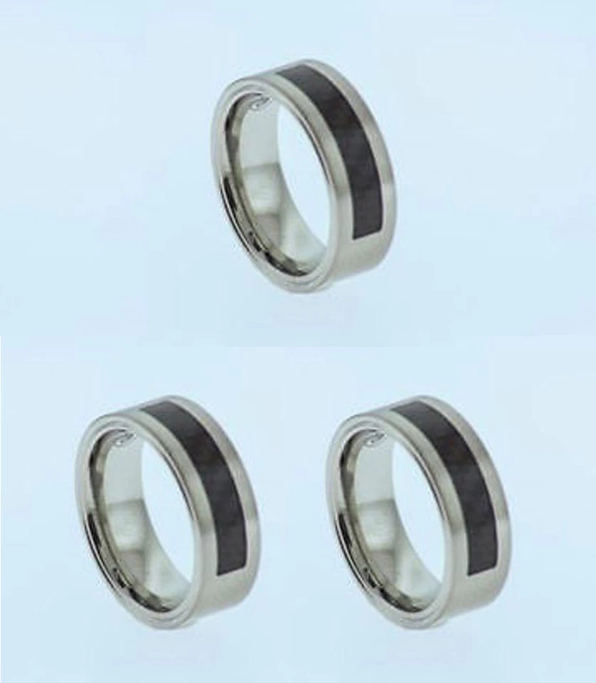 Anillo Movado para hombre - Anillo de banda de fibra de carbono de acero inoxidable puro blanco Foto 1 de 1