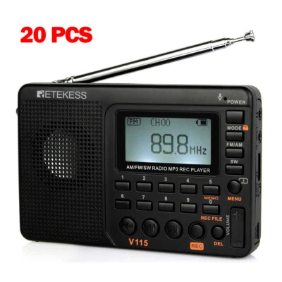 Retekess V115 Portable AM FM SW Radio 20 Receivers MP3 Rechargeable Player Home - Image 1 of 4