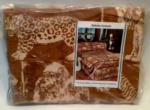 Martex Bakuba Animals Twin Flat Sheet Jungle Safari Leopard Rhino Zebra Fabric - Picture 1 of 4