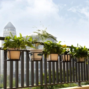 2PCS Round Plant Iron Racks Metal Fence Planters Outdoor Plant Stand - Picture 1 of 12