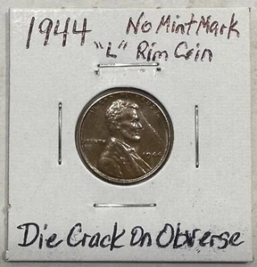 1944 Lincoln Grano Centesimo {No Zecca Mark-"L" Errore Cerchio-Dritto Die Crack} - Foto 1 di 6