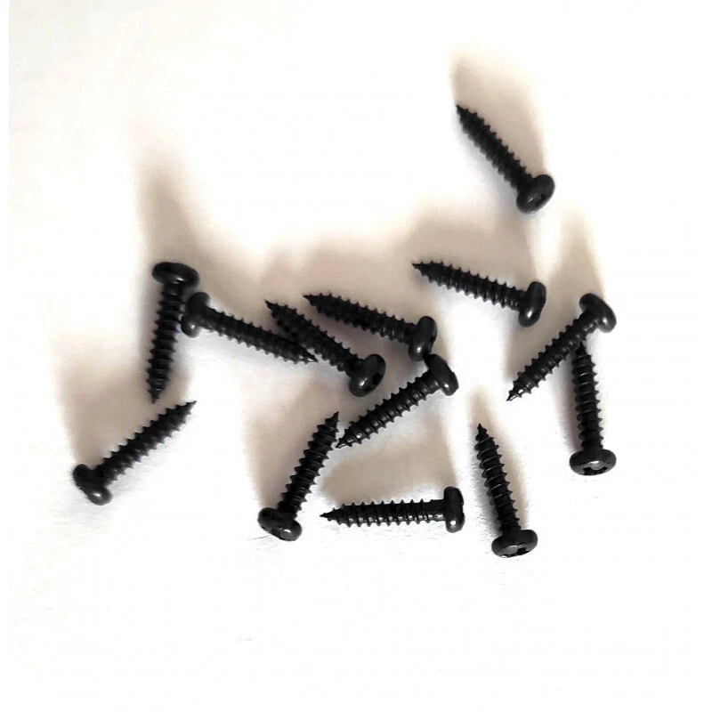 ADPGUITARPARTS 12 Vis Noires standard 2,1 mm x 10 mm pour mécaniques pour guitare éléctrique