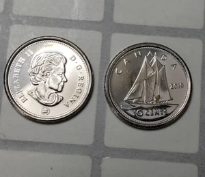 ONE(1) X BU UNC 2019 CANADA 10 CENTS DIME QUEEN ELIZABETH II BOAT COIN FOREIGN - Picture 1 of 1