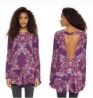 Free People Smooth Talker Tunic Floral Dress Women Size L Purple Plumberry Combo
