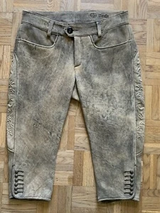 MEINDL pantaloni di pelle di cervo donna taglia 34 con ricamo a rilievo pantaloni di pelle - TIPTOP! - Foto 1 di 5