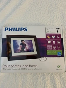 Phillips Digital Photo Frame New In Box 7 Inch Mahogany LED - Picture 1 of 12