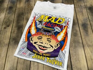 T shirt XXL nos vintage anni 90 1998 MAD MAGAZINE nhra racing alfred e neuman - Foto 1 di 8