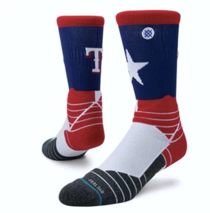 STANCE MLB Texas Rangers Diamond Pro Blue Red Whi Crew Baseball Socks Men L 9-12 - Picture 1 of 5