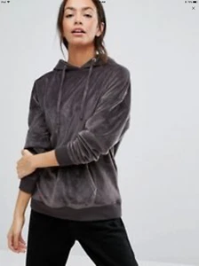 Asos - New Look - Velour Velvet gray hoodie XS or 2  - Picture 1 of 8