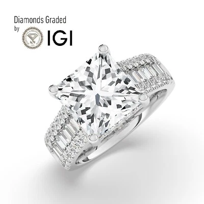 Princess Hidden Halo Solitaire 18K White Gold Engagement Ring,5 ct,Lab-grown IGI - Image 1 of 4