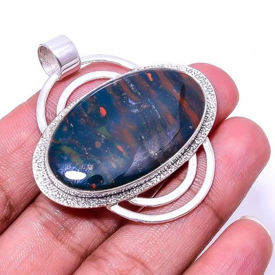 Colgante de plata de ley 925 de diseño de piedra de sangre 1,95", regalo de Navidad P19937 Foto 1 de 4