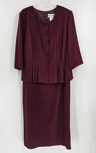 Danny & Nicole Damen 16W Einteiler Burgunderrot Midikleid Knopfleiste Reißverschluss hinten - Bild 1 von 4