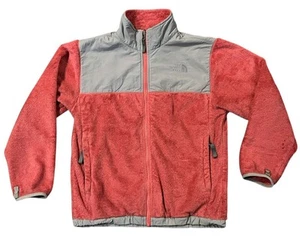 The North Face Monkey Fleece Full Zip Jacket Grey Pink Mock Neck Girls Large - Picture 1 of 4