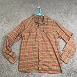Outdoor Research Shirt Mens Medium Brown Orange Plaid Tangent Wool Blend Flannel - Picture 1 of 11