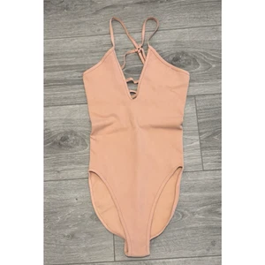 Free People Movement Dance All Day Body Suit Peach Strappy Front Bodysuit XS/S - Picture 1 of 5