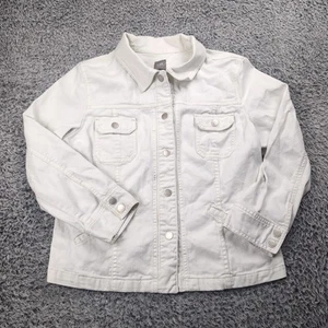J Jill Giacca Donna Grande Beige Classiccore Jeans Elasticizzato Denim Bottoni Camionista - Foto 1 di 6