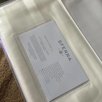 Funda nórdica Sferra Giza 45 satén marfil rayas reina Foto 1 de 4