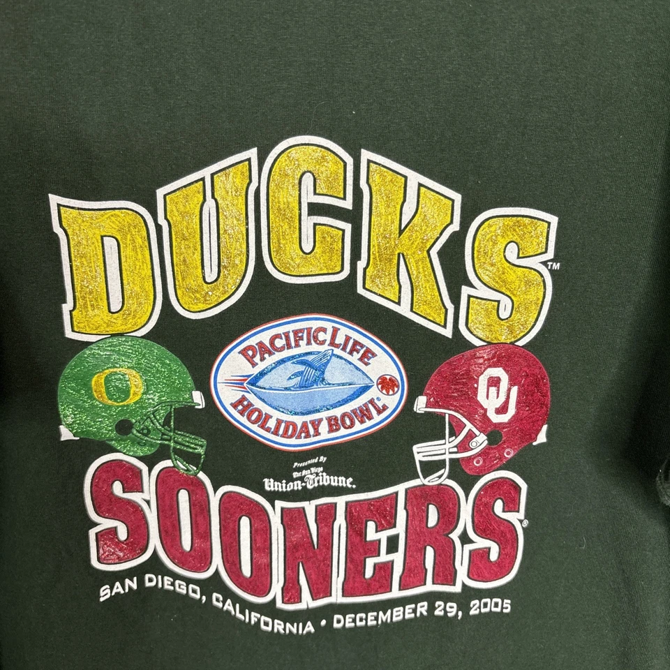 VTG Oregon Ducks vs Oklahoma Sooners Holiday Bowl Dec. 29 2005 t shirt size XL - Image 1 of 4