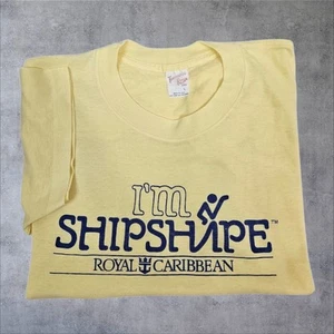 Vintage 80s Royal Caribbean I'm Shipshape Single Stitch Yellow T-Shirt Large A29 - Picture 1 of 10