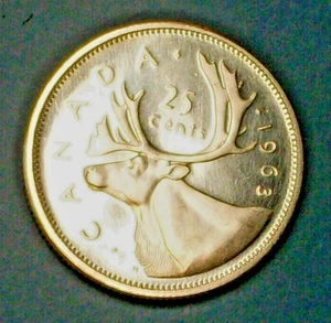 CANADA  ( 1 ) COIN  25 CENTS  1963  PROOF LIKE  0.8000   SILVER - Picture 1 of 2