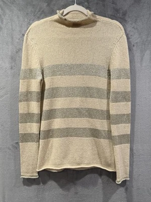 Suéter Tory Burch Beige Metálico Rayas Manga Larga Mezcla Lana Camel Talla M Foto 1 de 4