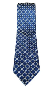 Versace 100% Silk Navy Gold Link Neck Tie - Made in Italy - Picture 1 of 4