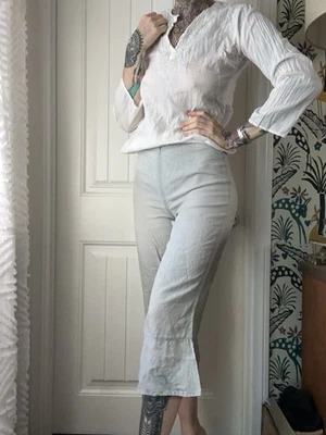 Vtg 90s Marithe Francois Girbaud Made Italy Ramie Bloomer Capri Cropped Pant 27” - Image 1 of 4
