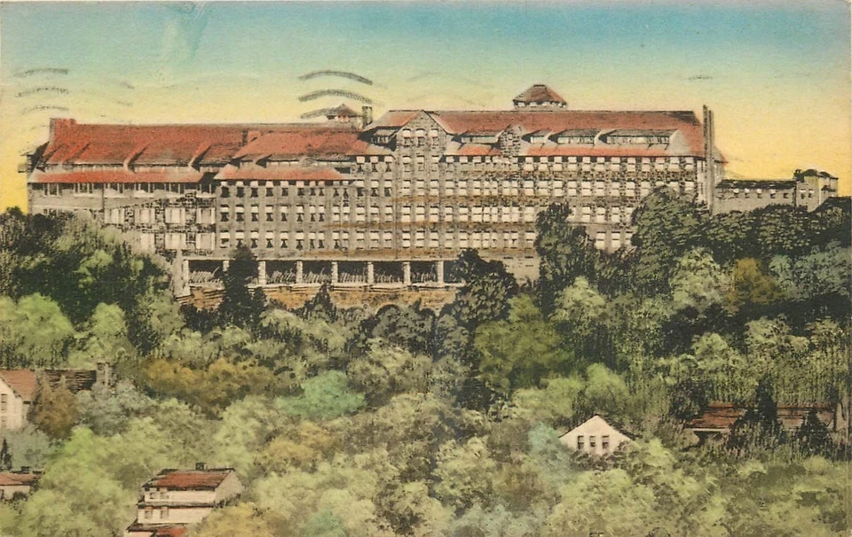 1940s Buck Hill Falls Pennsylvania North Front Inn hand Colored Postcard 25-6846 - Image 1 of 2