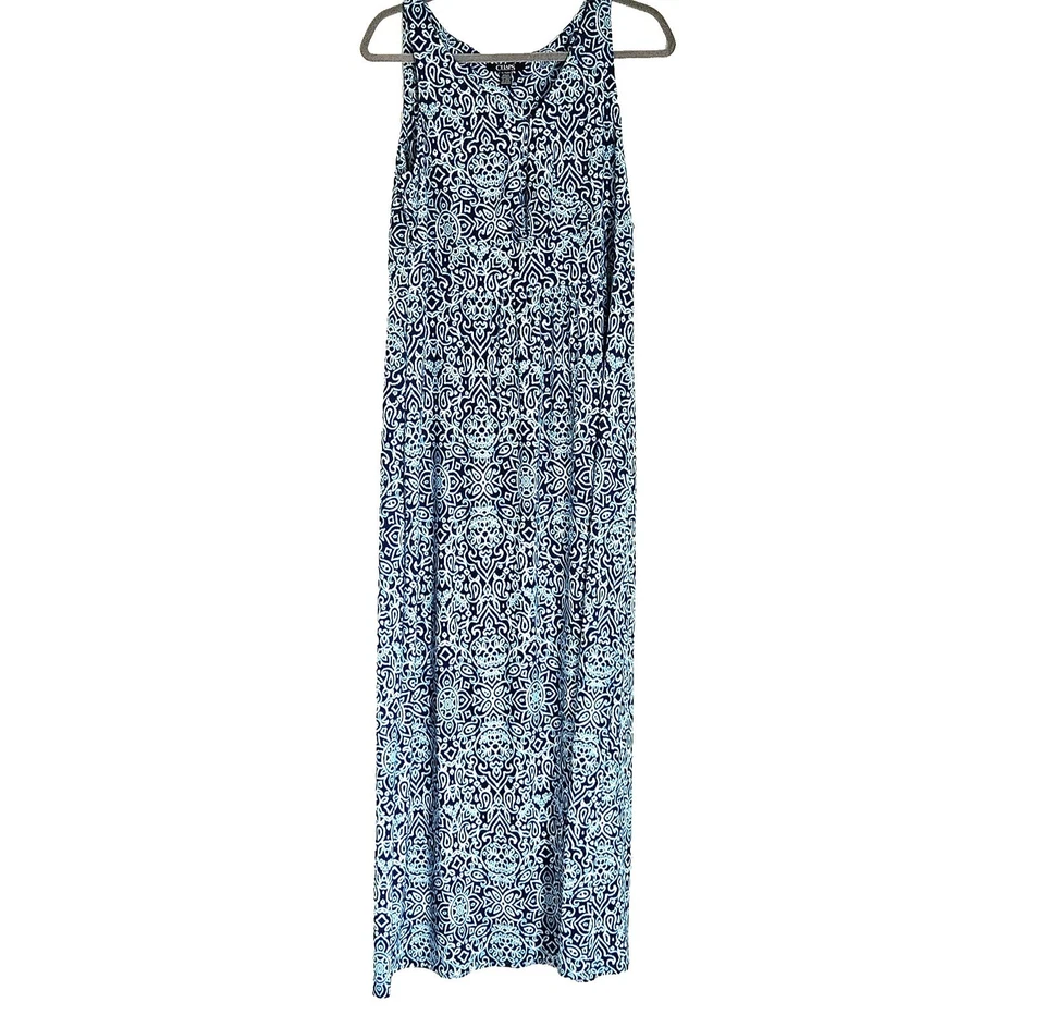 Chaps Ralph Lauren Blue Sleeveless Maxi Dress Womens XL - Image 1 of 3