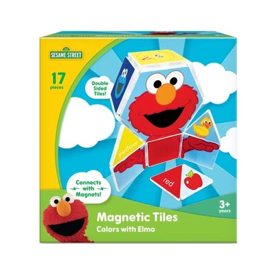 Magnetic Building Tiles for Kids, 17 Educational Pieces, Elmo Colors, Ages 3+ - Image 1 of 4
