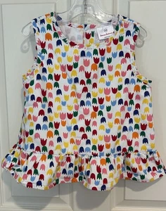 Hanna Andersson 100 Sz 4 multi color tulip print lined sleeveless shirt EUC - Picture 1 of 6