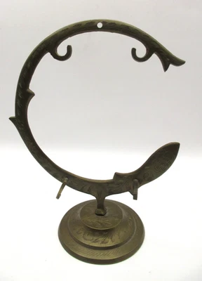 7" Vintage Brass Key Holder Jewelry Stand Fish Etched Engraved Art Deco Spain - Image 1 of 4