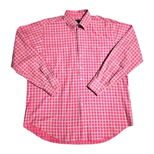 Scott Barber Long Sleeve Shirt Men's XL Pink Blue White Plaid Button Down Collar - Picture 1 of 6