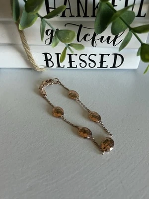 Pulsera CHARLES GARNIER Plata Esterlina ORO ROSA Eslabón Cuentas Diseño Martillado Foto 1 de 4