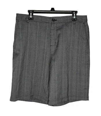 阿迪达斯男式格子高尔夫休闲短裤 34 内缝 10 英寸灰色 — 第 1/4 张图片