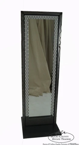 Unusual Custom Crafted Brutalist Steel Double Sided Dressing Mirror Cover