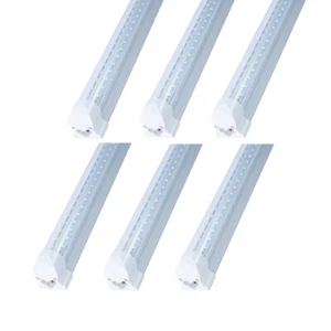 T8 8 foot Clear Cover LED Shop Light 100W 8FT integrated Tube 6000K 6 - 20 PCS - Picture 1 of 8